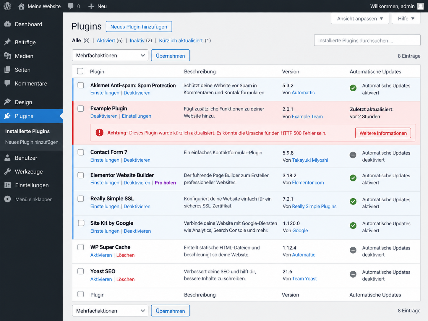 WordPress Plugin per SFTP bei White Screen deaktivieren